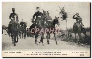 Old Postcard Militaria The European conflict in 1914 King Albert 1 at the hea...