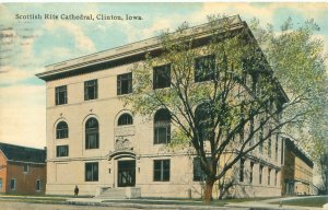 Clinton Iowa Scottish Rite Cathedral 1911 Litho Postcard Used