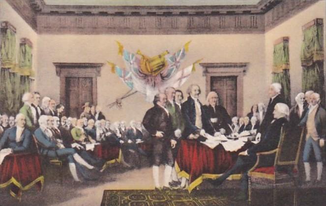 Signing Of The Declaration Of Independence by John Trumbull Handcolored Alber...