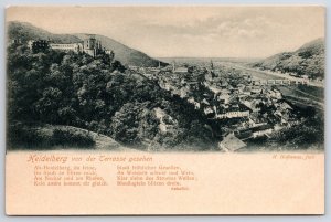 Heidelberg Von Der Terrasse Gesehen Germany Buildings Mountain Bridge Postcard