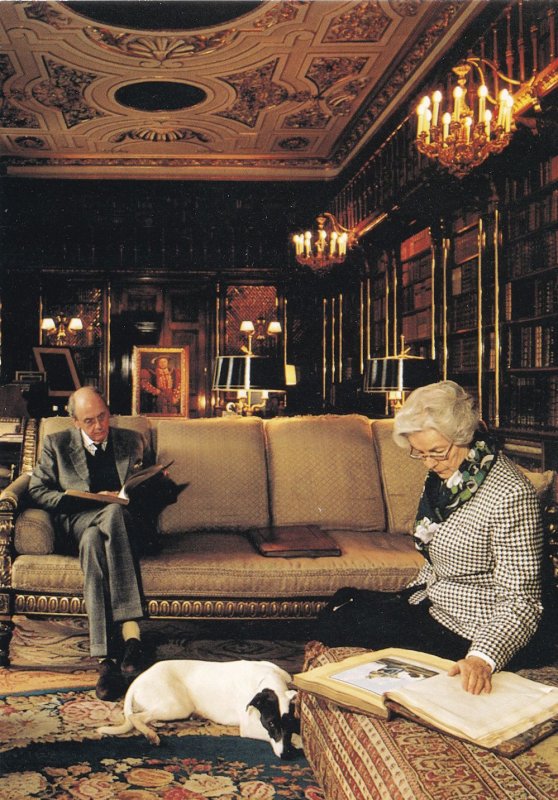 Duke & Duchess Of Devonshire in Chatsworth Library Postcard