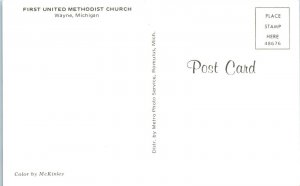 WAYNE, MI Michigan   First United METHODIST CHURCH   c1960s   Postcard