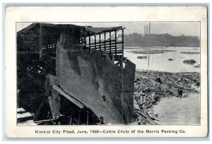 Kansas City Missouri RPPC Photo Postcard Flood Cattle Chute Of Morris Co. 1908
