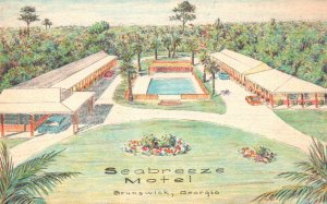 Vintage Postcard Seabreeze Motel Fine Accommodation For Guests Brunswick Georgia