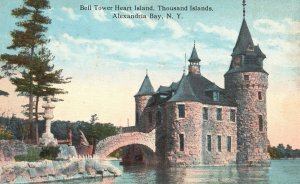 Vintage Postcard Bell Tower Heart Island Thousand Islands Alexandria Bay N. Y.