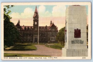 Halifax Nova Scotia Canada Postcard War Memorial City Hall c1942 Vintage Antique