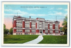 c1930's Senior High School Building Campus Emporia Kansas KS Vintage Postcard 