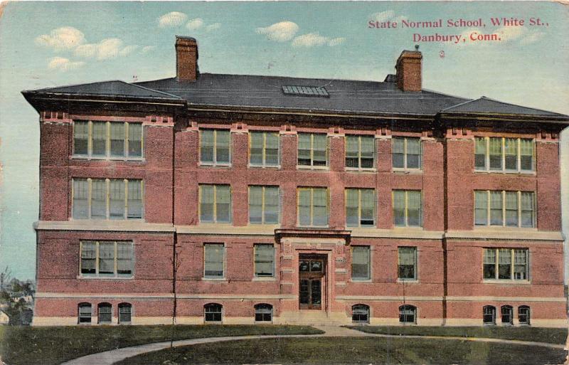 DANBURY CONNECTICUT STATE NORMAL SCHOOL ON WHITE STREET DANZIGAR POSTCARD 1912