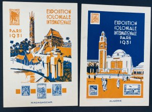 1931 Complete Set Of 12 Postcards International Colonial Exposition In Paris 