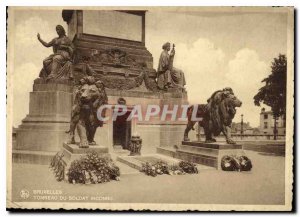 Postcard Modern Brussels Tomb of the Unknown Soldier Lion Army