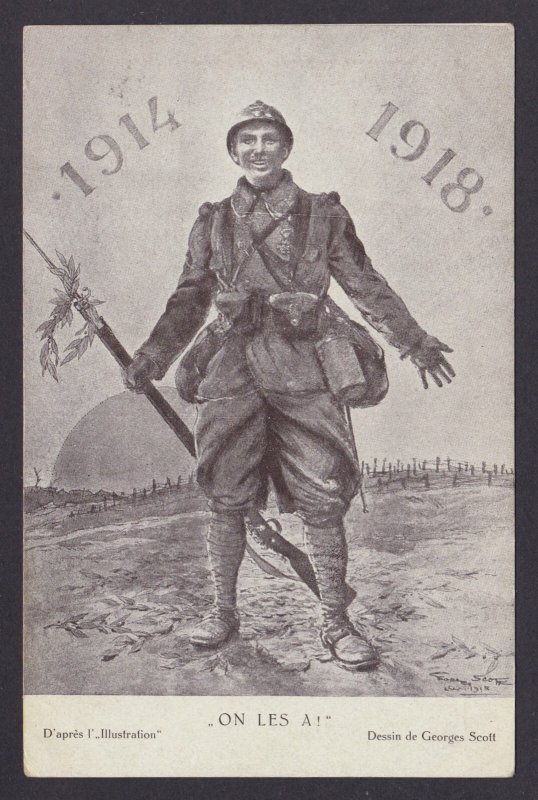 FRANCE, Postcard, On Les A!, Propaganda, WWI