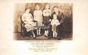 Indiana In Real Photo RPPC Postcard c1930 LUTTRULL FAMILY Gospel Tabernacle