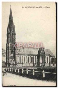 Old Postcard Saint Aubin Sur Mer L & # 39Eglise