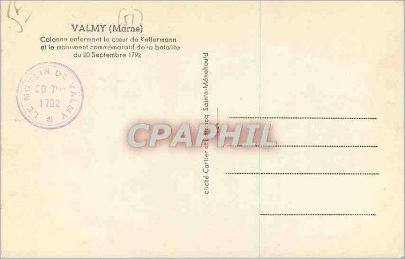 Modern Postcard Valmy (Marne) Column Enclosing the Heart of Kellermann