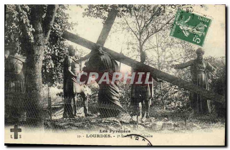 Old Postcard Lourdes 5th Station of the Calvary