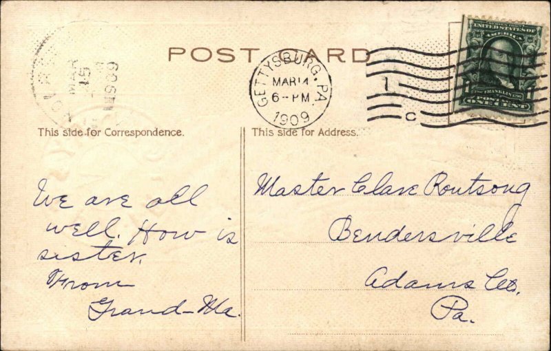 ST PATRICK'S DAY ERIN GO BRAGH Irish Man w Flag EMBOSSED c1910 Postcard 