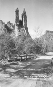 Postcard RPPC Arizona Twin Peaks Cave Creek Canyon Cook 23-2074