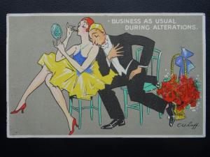 Dance Greeting BUSINESS AS USUAL DURING ALTERATIONS c1930s Postcard by C.U. Laff