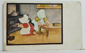 Greetings Sun Bonnet Children BAKING DAY Early udb Postcard N12