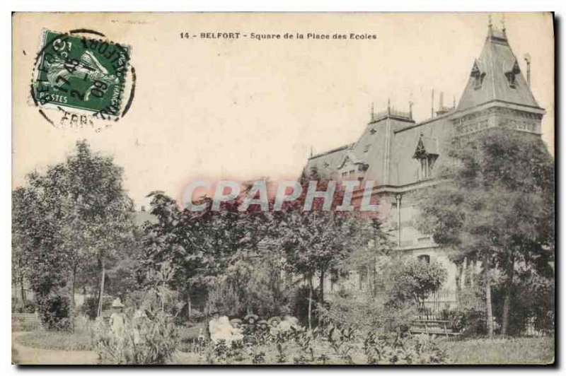 Old Postcard Belfort Square Place des Ecoles