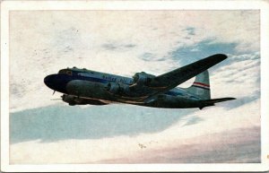 Vintage 1947 United Airlines DC-6 Mainliner Aerial View Airplane Postcard