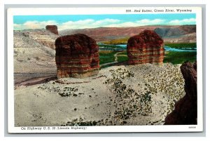 Vintage 1940's Postcard Red Buttes Green River Highway US 30 Wyoming