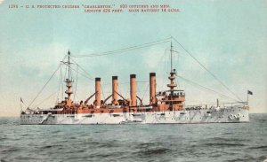 U,S PROTECTED CRUISERS CHARLESTON SHIP MILITARY POSTCARD (c. 1910)