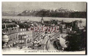 Switzerland - Schweiz - Lausanne - The Great Bridge and the Alps - Old Postcard