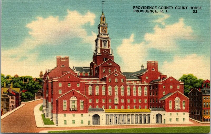 Providence County Court House, Providence, RI ~ Linen Postcard c1944