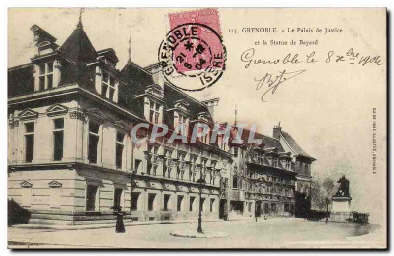 Grenoble - The Palace of Justice - Statue of Bayard - Old Postcard