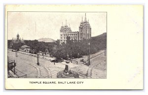 Temple Square Salt Lake City Utah Postcard Trolley Tracks