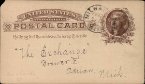 Milwaukee WI CN Caspar Book Emporium 1886 Postal Card 