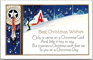 Best Christmas Wishes Landscape Winter Holiday Season Greetings Card Postcard