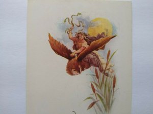 Halloween Postcard Medusa Snakes Flying Owl Gibson Unused Original Remembrance