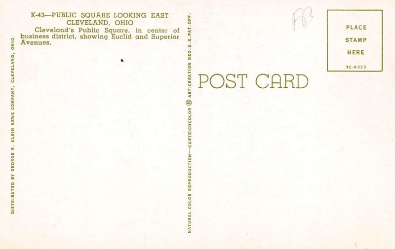 LPD14   Ohio Postcard: Cleveland, Public Square