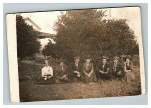 Vintage 1910's RPPC Postcard Group Photo of Friends in a Country Garden