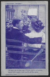 Young Couple On Bench Spooners Delight Used c1909