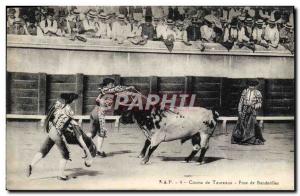 Old Postcard Bullfight Bullfight Laying banderillas