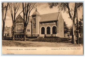 c1905 Carnegie Library Building Dirt Road Waterville Maine ME Tuck's Postcard