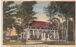 Greenville Maine Masonic Temple At Moosehead Lake Color Lithograph PC U2851