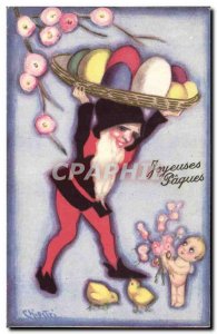 Postcard Old Elf Fantasy Illustrator Pauqes Angel Chicks