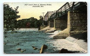 JANESVILLE, WI Wisconsin ~ Lower Dam at MONTERY BRIDGE 1918 Postcard