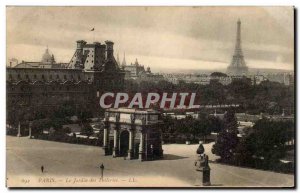 Paris Old Postcard The Tuileries Garden (Eiffel Tower)