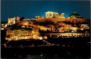 Greece Athens The Acropolis By Night