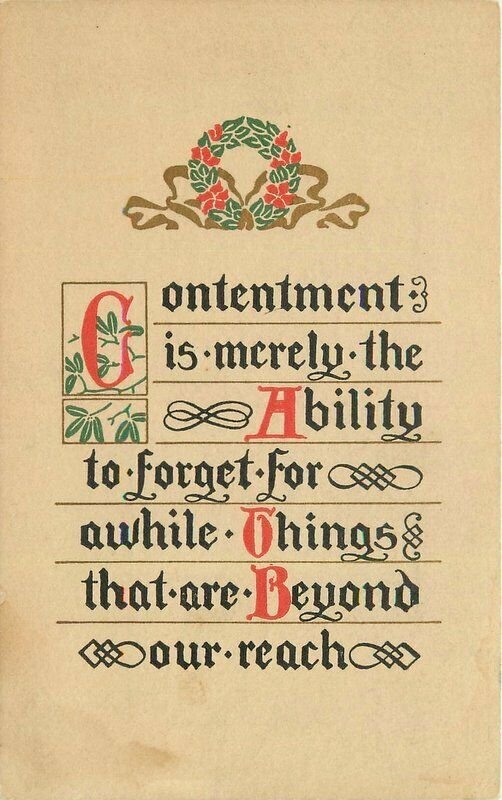 Arts Crafts Contentment Saying Huntwood C-1910 Postcard 6079