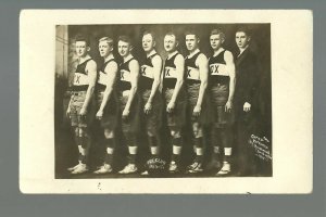 Burlington WISCONSIN RP 1915 BASKETBALL TEAM Fox Club STUDIO SHOT nr Elkhorn