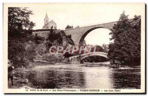 Old Postcard Valley of the Cure Scenic Sites Pierre Perthois The two bridges