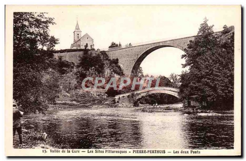 Old Postcard Valley of the Cure Scenic Sites Pierre Perthois The two bridges