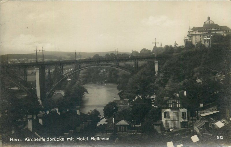 Switzerland Postcard Bern Kirchenfeldbrucke mit Hotel Bellvue