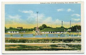 Swimming Pool Kokomo Indiana linen postcard